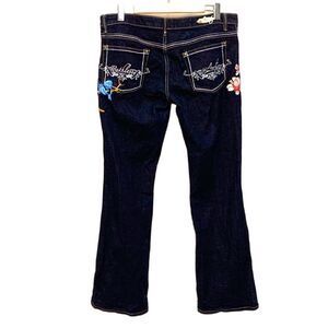 Ruthless Art NWOT Dark Blue Denim Low Rise Embroidered Bootcut Jeans Sz 13/31
